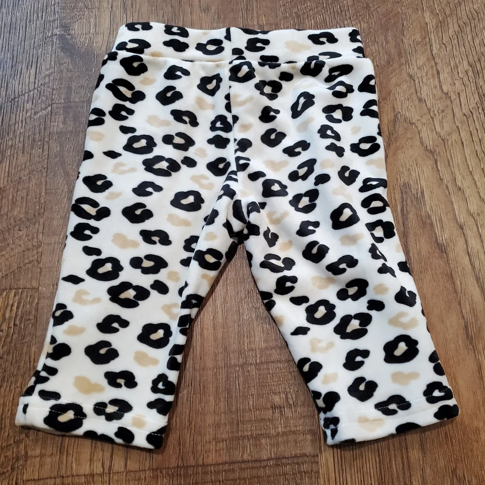Wonder Nation Baby Girl Matching Set Velour Sweatsuit Leopard Print Ruffle 0-3M